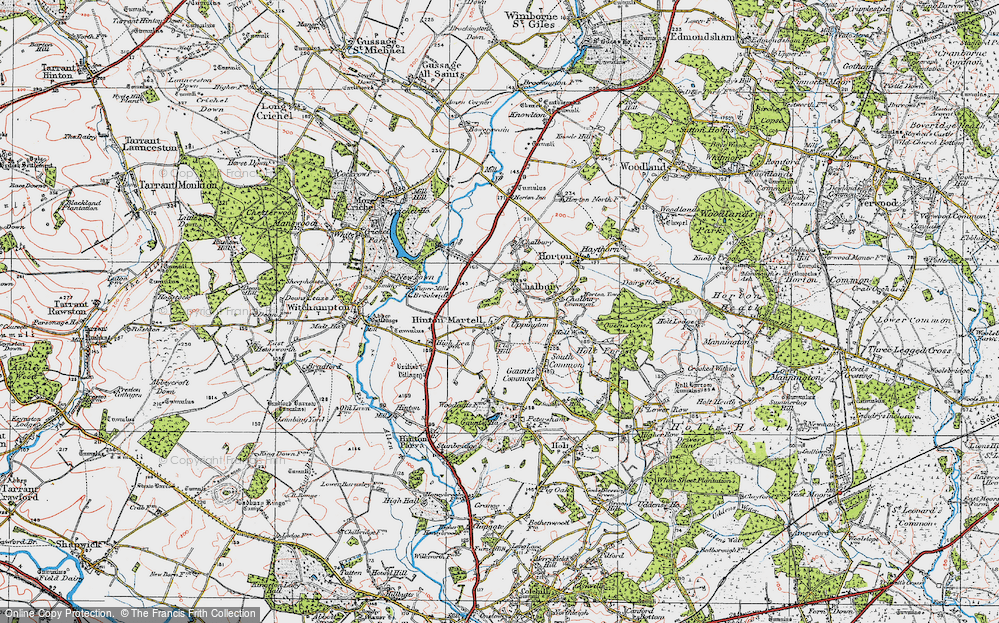 Old Map of Hinton Martell, 1919 in 1919