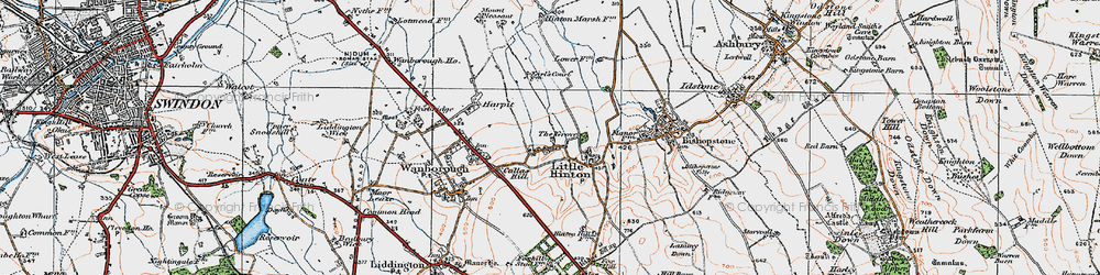 Old map of Hinton Parva in 1919