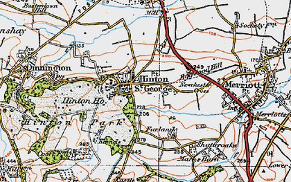 Old map of Hinton St George in 1919