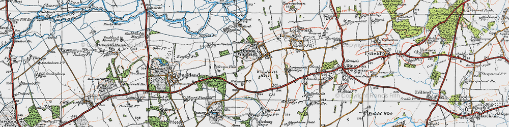 Old map of Hinton Waldrist in 1919