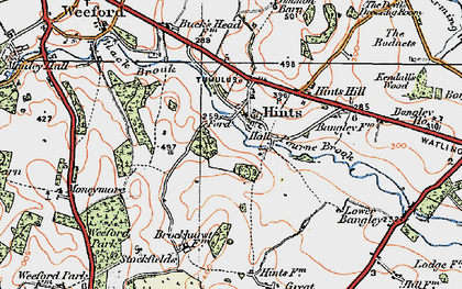 Old map of Hints in 1921