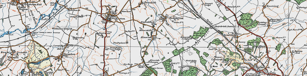 Old map of Hinwick in 1919