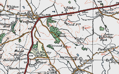 Old map of Hinwood in 1921