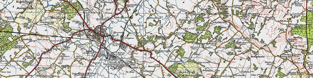 Old map of Hinxhill in 1921