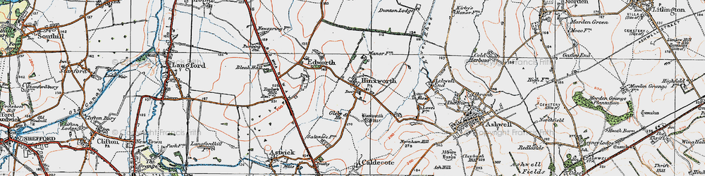 Old map of Hinxworth in 1919
