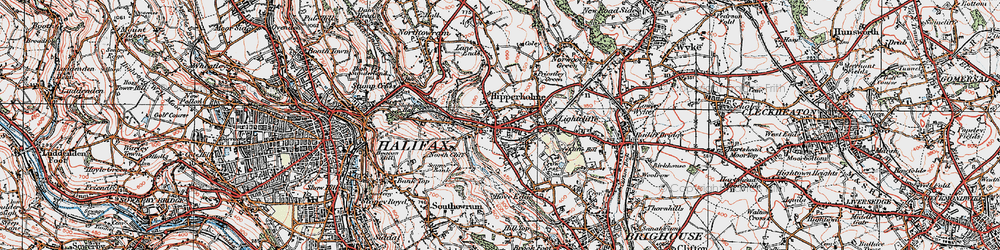 Old map of Hipperholme in 1925