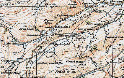 Old map of Blaen Hirnant in 1921
