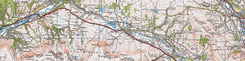 Old map of Afon Cynon in 1923