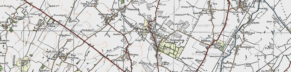 Old map of Histon in 1920