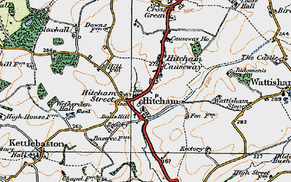 Old map of Hitcham in 1921