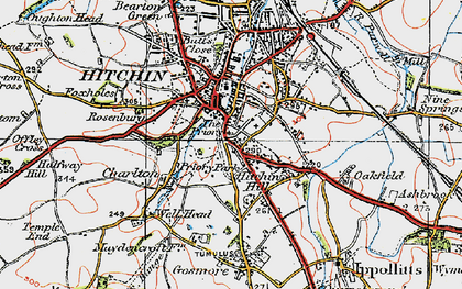Old map of Hitchin Hill in 1919