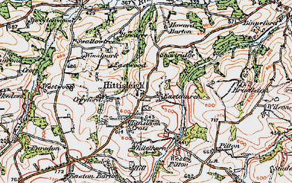 Old map of Hittisleigh Barton in 1919