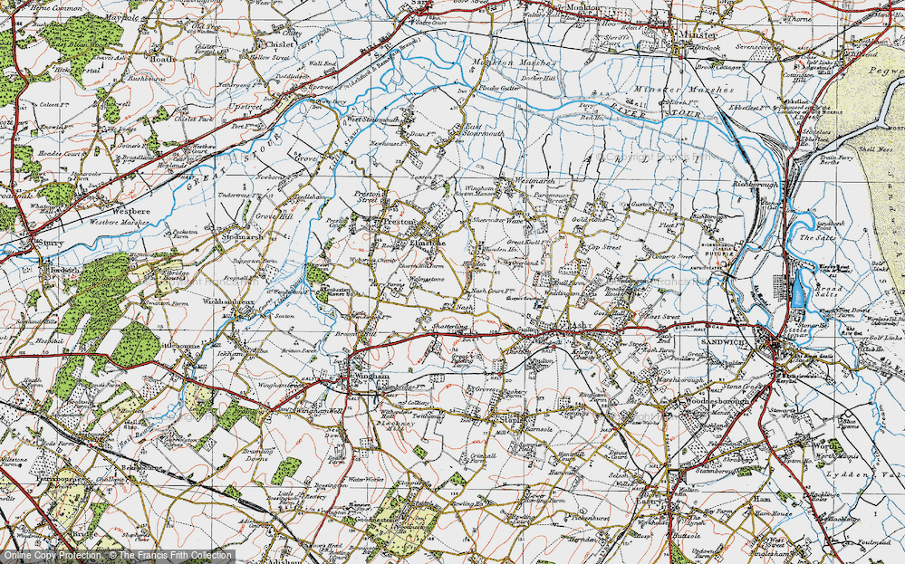 Old Map of Hoaden, 1920 in 1920