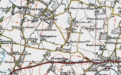 Old map of Hoaden in 1920