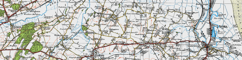 Old map of Hoaden in 1920