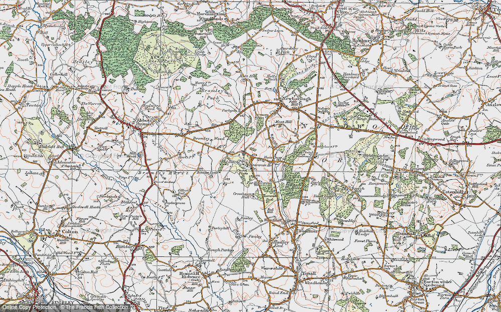 Old Map of Hoar Cross, 1921 in 1921