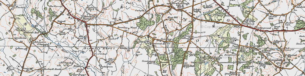 Old map of Hoar Cross in 1921