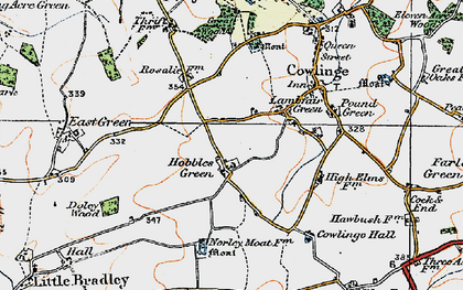 Old map of Hobbles Green in 1920