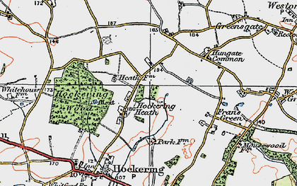 Old map of Hockering Heath in 1921