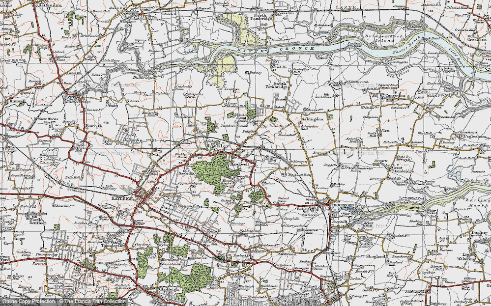 Old Map of Hockley, 1921 in 1921
