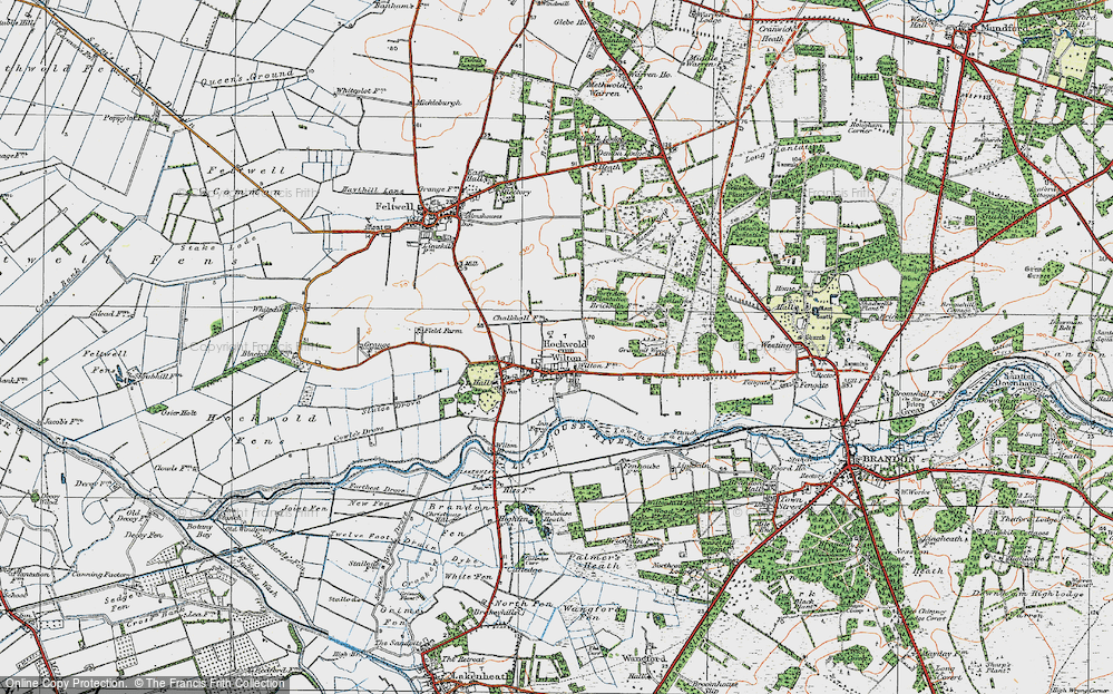 Old Map of Hockwold cum Wilton, 1920 in 1920