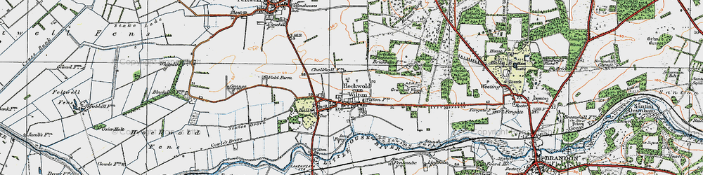 Old map of Hockwold cum Wilton in 1920