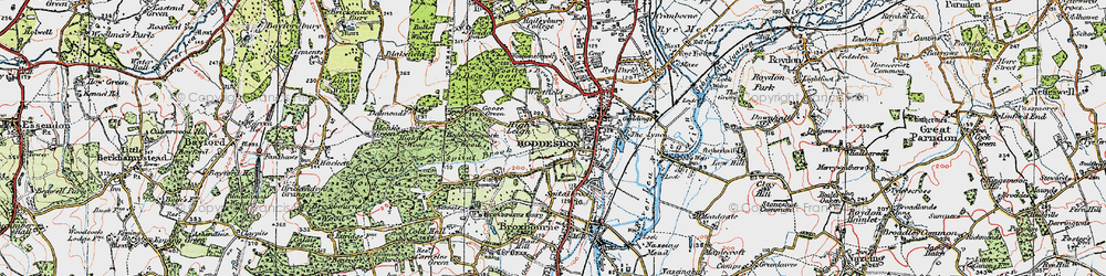 Old map of Hoddesdon in 1919