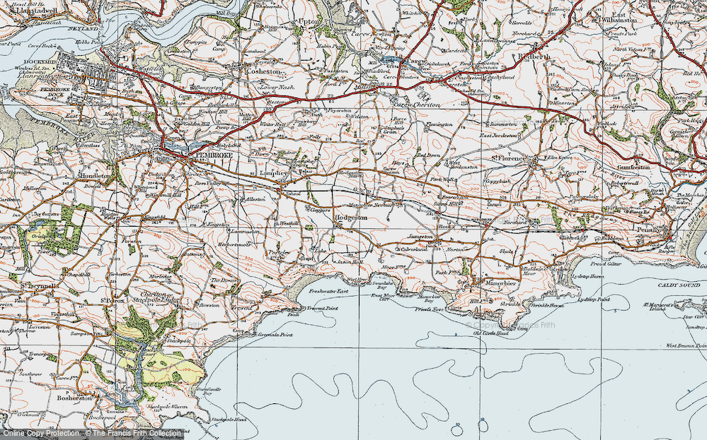 Old Map of Hodgeston, 1922 in 1922