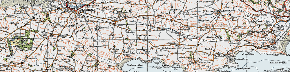 Old map of Hodgeston in 1922
