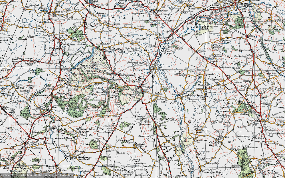 Old Map of Hodnet, 1921 in 1921