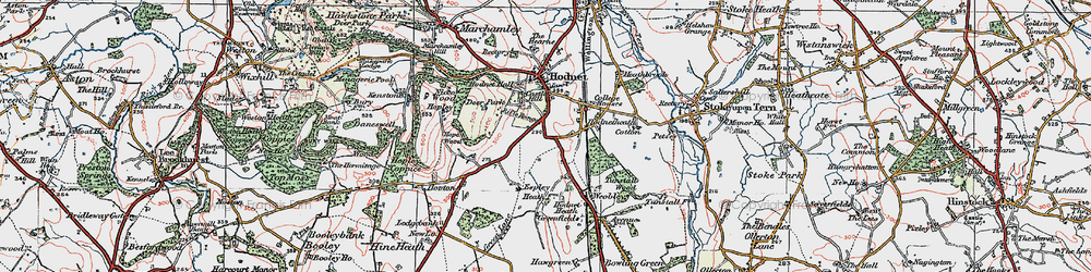 Old map of Hodnetheath in 1921