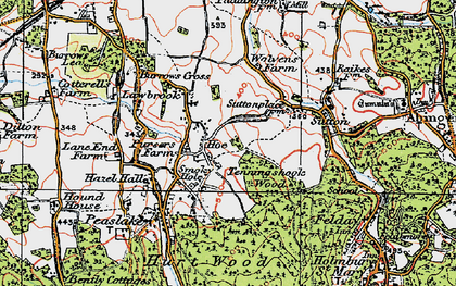 Old map of Hoe in 1920