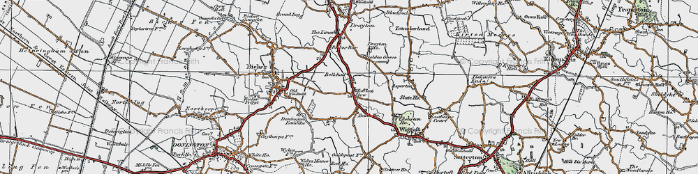 Old map of Hoffleet Stow in 1922