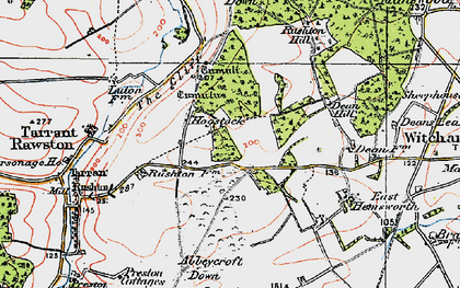Old map of Abbeycroft Down in 1919