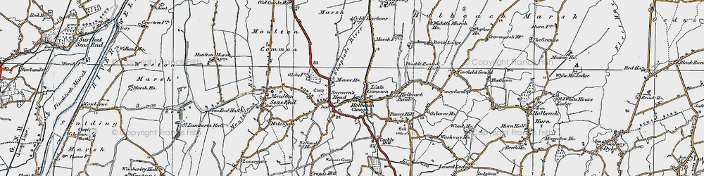 Old map of Holbeach Clough in 1922