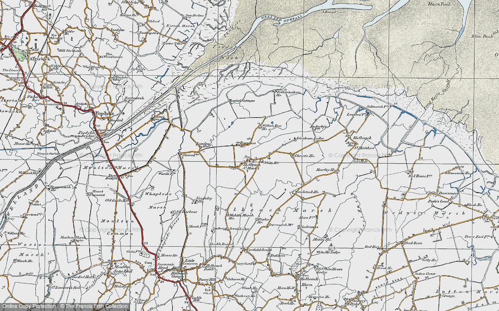 Old Map of Historic Map covering Woodstoke Ho in 1922