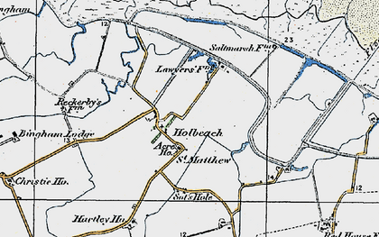 Old map of Holbeach St Matthew in 1922
