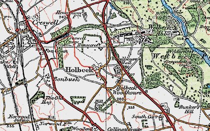Old map of Holbeck Woodhouse in 1923