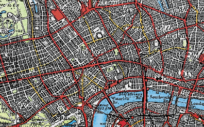 Old map of Holborn in 1920