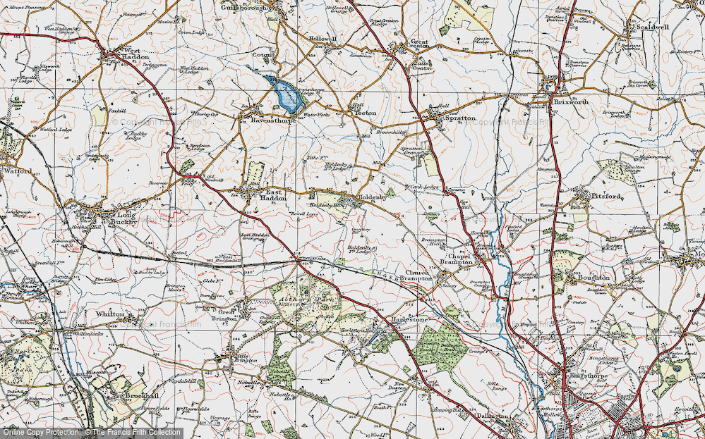 Old Map of Historic Map covering Holdenby North Lodge in 1919