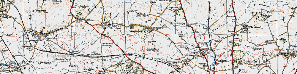 Old map of Holdenby in 1919