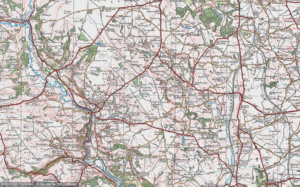 Old Map of Historic Map covering Blakelow Hill in 1923