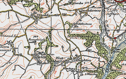 Old map of Hollacombe Hill in 1919