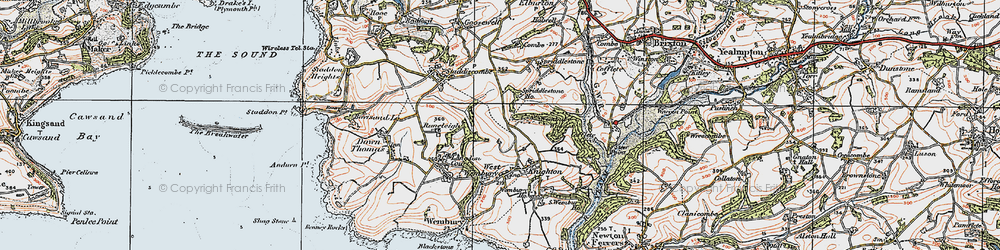 Old map of Hollacombe Hill in 1919