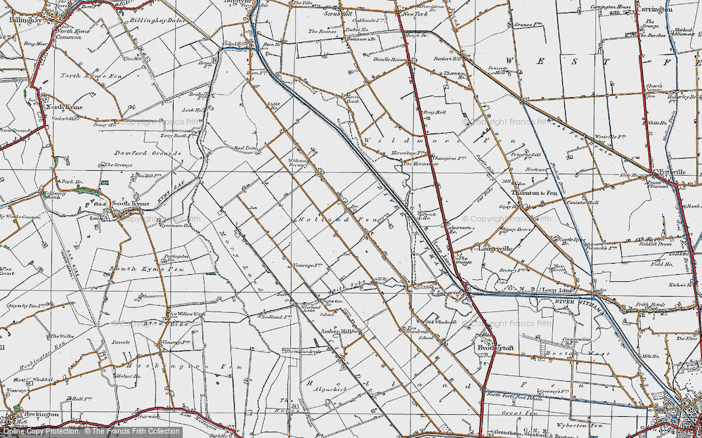 Old Map of Holland Fen, 1922 in 1922