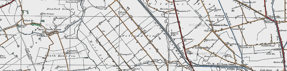 Old map of Holland Fen in 1922