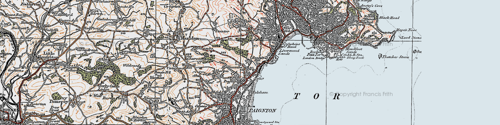 Old map of Hollicombe in 1919