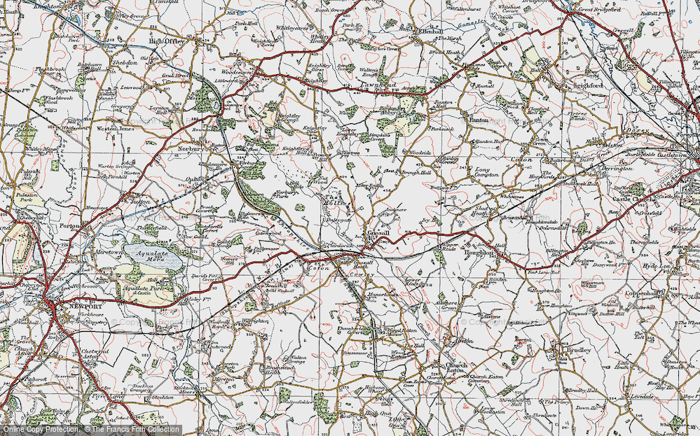 Old Map of Hollies Common, 1921 in 1921