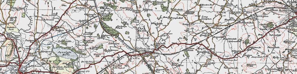 Old map of Hollies Common in 1921