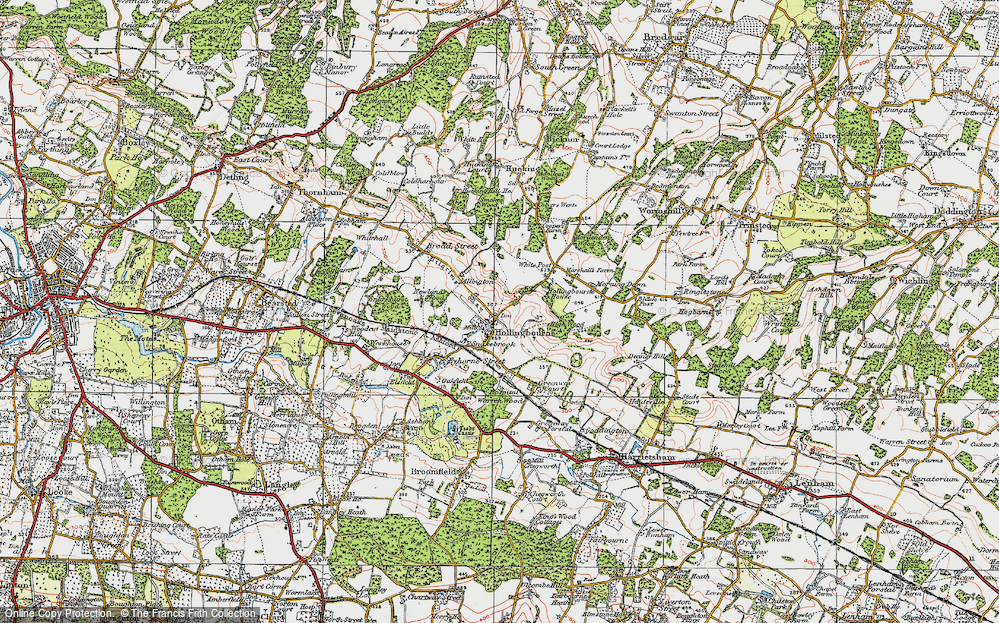 Old Map of Hollingbourne, 1921 in 1921